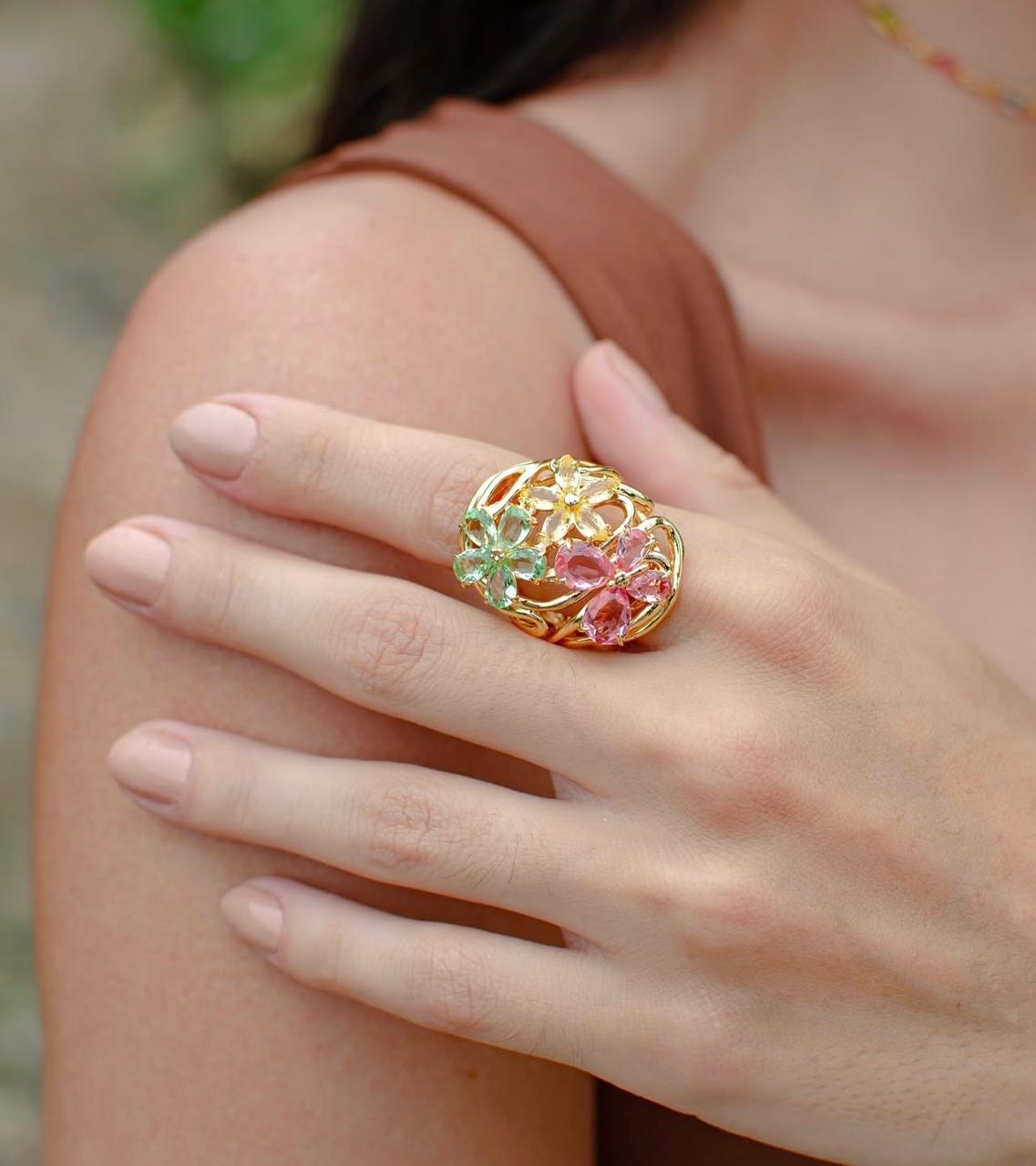 Anillo Flores Colores N/R