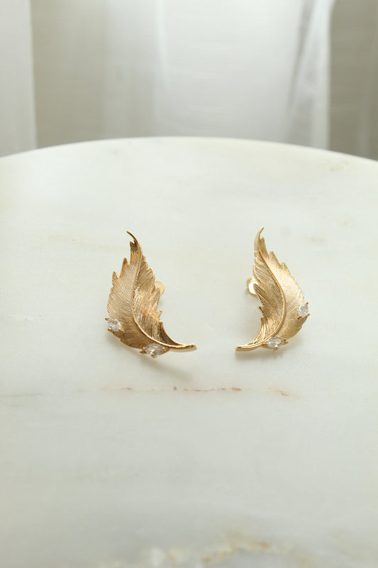 EARRING LEAF WITH ZIRCON