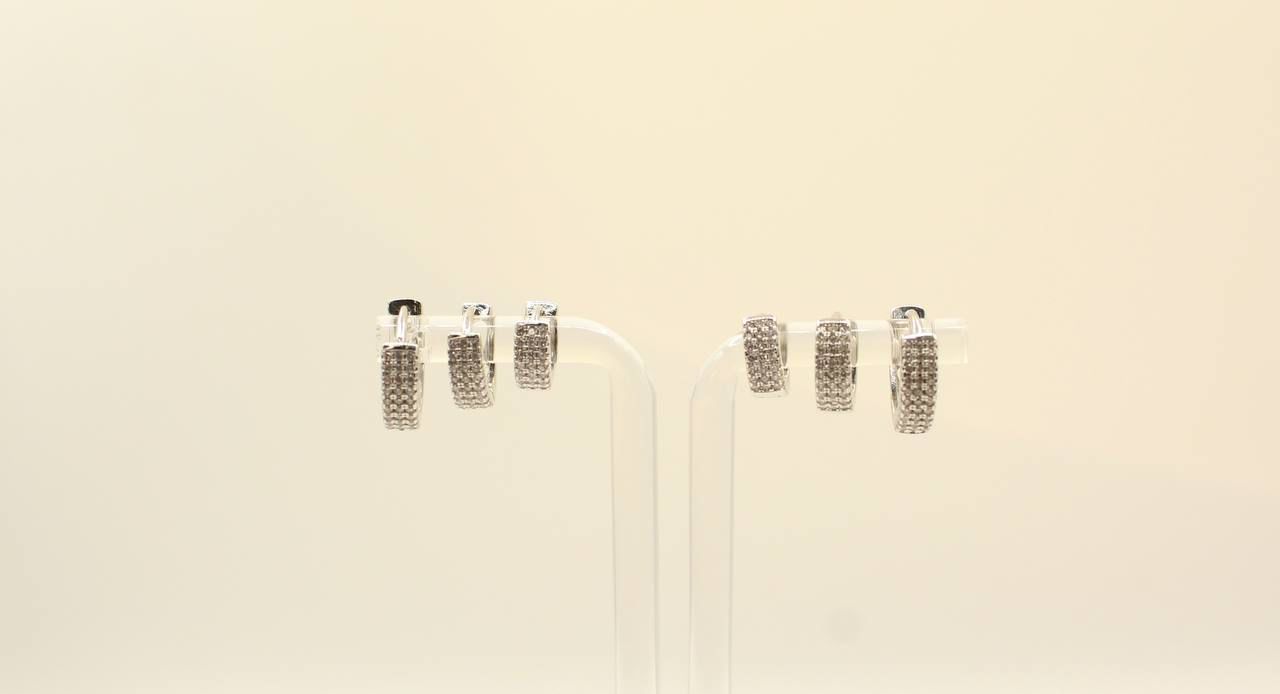 Earring Set Rodio Branco Three