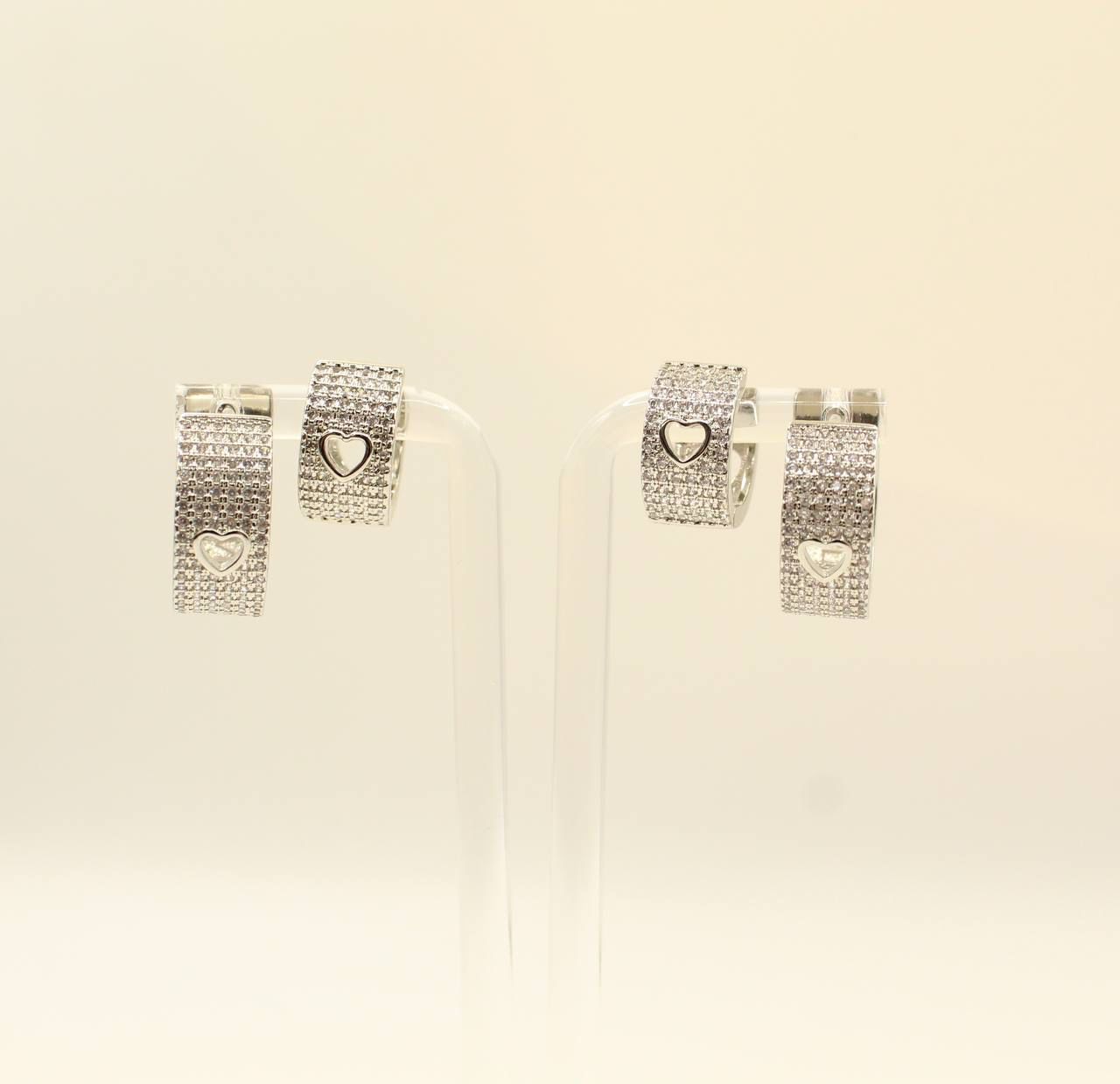 Earring Set Zircon Heart Silver