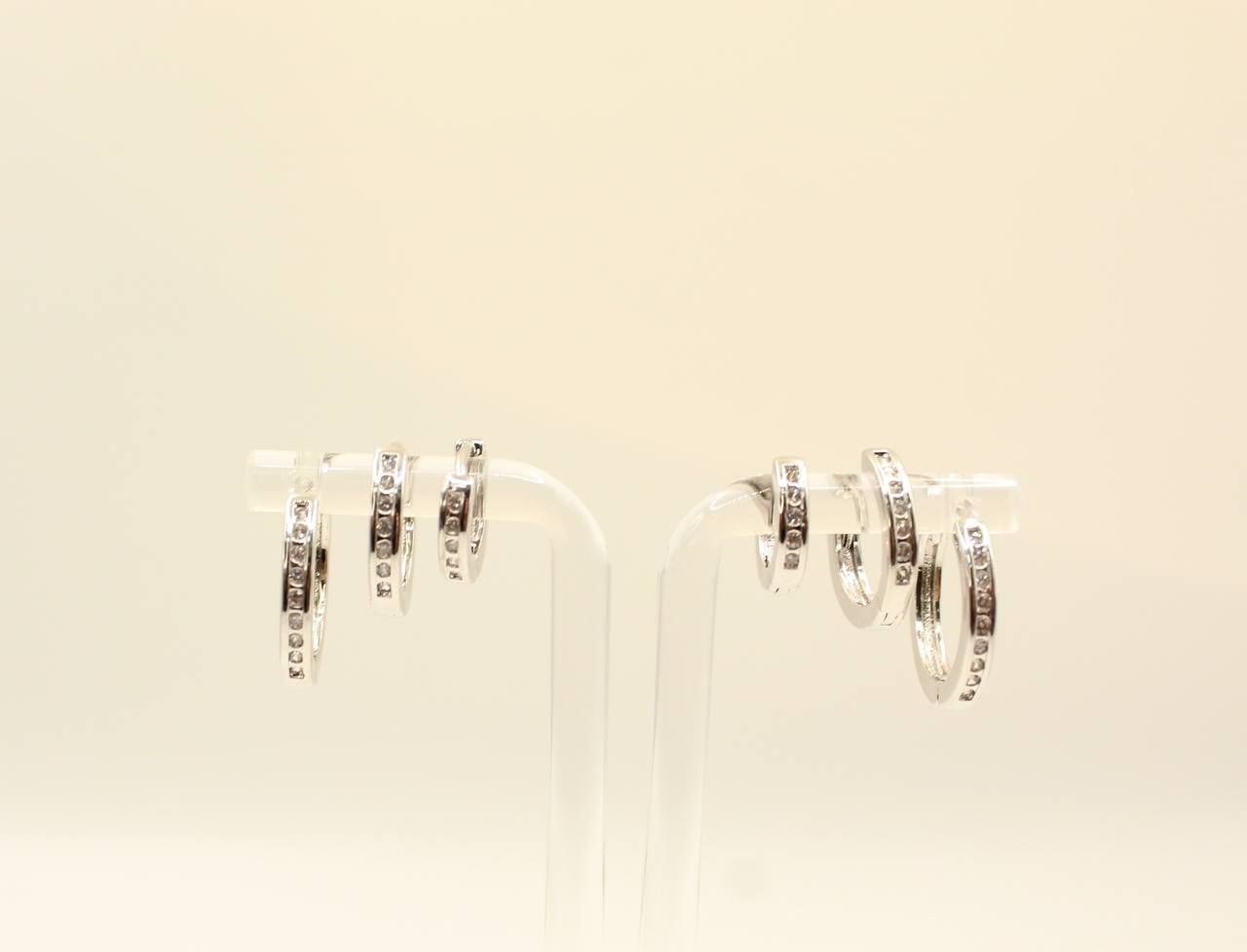 Earring Set On Line Zircon Blanc