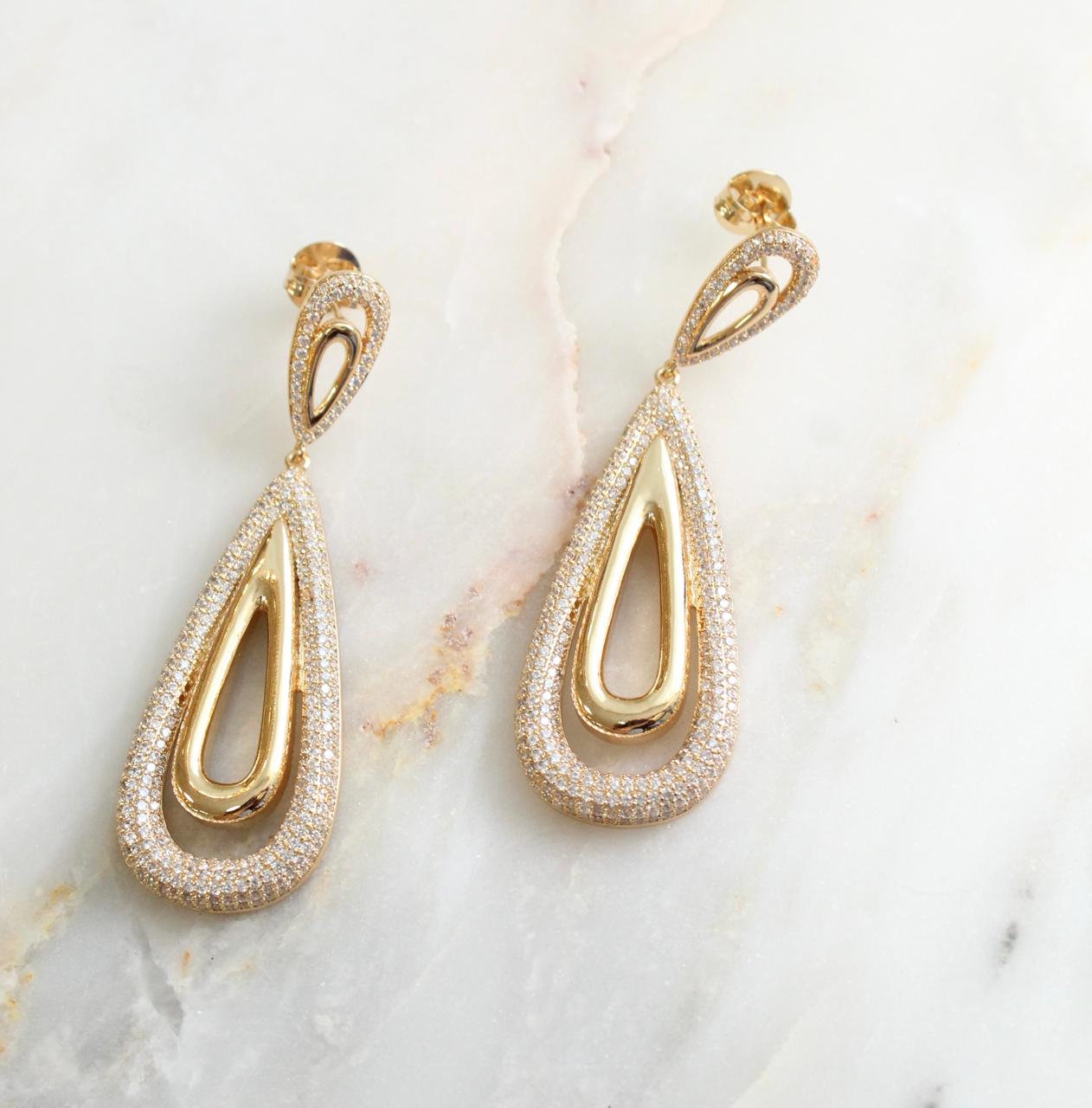 Earring Cravejado Gold BLVD