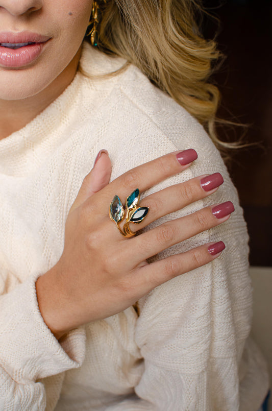 Ring Folhas Blue N/A