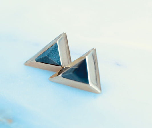 Earring Triangulo Pedra Natural A/P