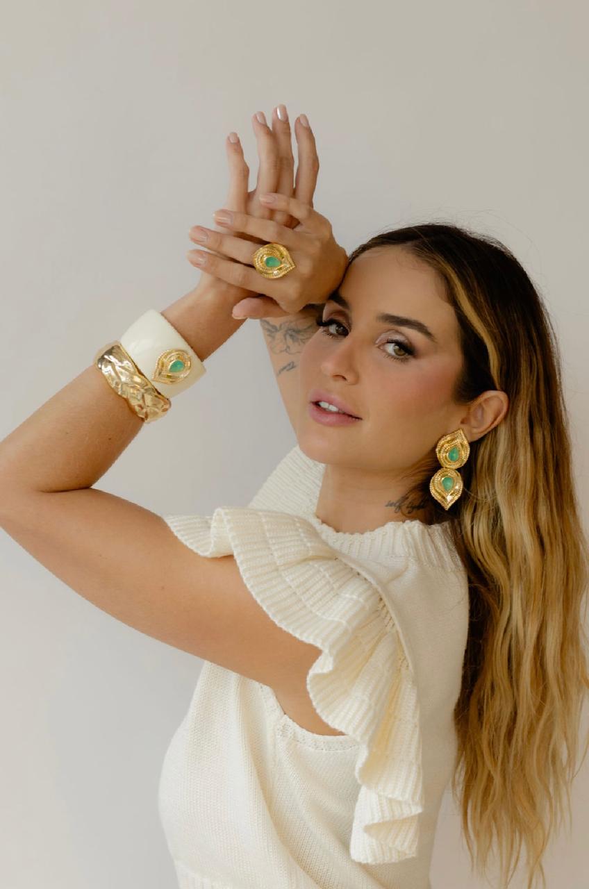 Earring Deslumbre Green and Gold B/M